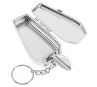 DECHOUS Cenicero Portátil Colgante en Forma de Ataúd Pequeño, Hojalata Resistente, Práctico para Camping y Viajes, Tapa, Compacto para Uso Exterior y Llavero, 1 Unidad