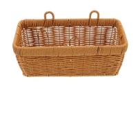 DECHOUS Cesta de Pared Colgante Grande de Ratán Sintético con Asas Dobles, Organizador Tejida a Mano para Cocina y Hogar, Estante de Almacenamiento para Frutas y Verduras, Cesta Multiusos
