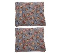 DECHOUS Colchoneta para Mascotas 2 Piezas Color Café Huellas Cojín Cómodo para Jaula y Suelo Manta Suave y Cálida para Perros y Gatos Otoño E Invierno