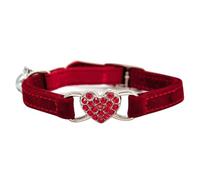 DECHOUS Collar para Gato Ajustable Cascabel y Gemas de Imitación, Diseño Corazón en Rojo, Material Ligero, para Uso Diario y Paseos al Aire Libre