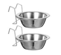 DECHOUS Comedero Colgante para Mascotas 2 Piezas de Acero Inoxidable M Tamaño Cuenco Extraíble Resistente a Olores Adecuado para Jaulas de Perros y Uso Práctico Diario