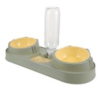 DECHOUS Comedero para Perros y Gatos Automático Doble Dispensador de Agua y Alimento de Plástico PP Resistente Color Verde Adecuado para Alimentación Diaria y Mascotas en Casa