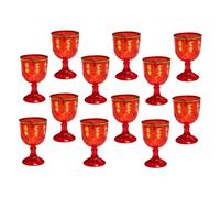 DECHOUS Copas de Vino Rojas para Boda 12 Piezas Copas de Banquete Chinas de Plástico Estilo Retro Capacidad 40 Ml Vasos Festivos para Ceremonia Tradicional China