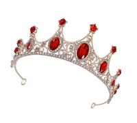 DECHOUS Corona de Princesa Infantil con Brillantes Tiara Nupcial para Boda y Fiesta Accesorio para Pelo Elegante Tonos Rojo para Cumpleaños y Fotografía
