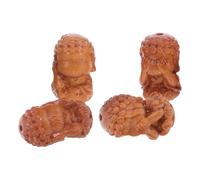 DECHOUS Cuentas de Madera Natural Talladas para Bricolaje Set de 4 Piezas Símbolos No Oír No Ver Accesorios para Pulseras y Collares Artesanales