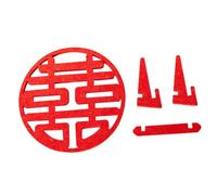 DECHOUS Decoración de Boda China Signo de Doble Felicidad Rojo de Fieltro para Decoración de Habitación Matrimonial y Centros de Mesa para Fiestas Tradicionales Chinas