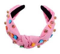 DECHOUS Diadema Ancha para Mujer San Valentín Diseño Corazón y Cristales Color Rosa Pastel Diadema Decorativa Gruesa y Romántica para Fiestas y Eventos Obsequios