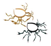 DECHOUS Diadema de Medusa Serpientes 2 Unidades Tocado Egipcio Ajustable para Mujer y Niña Accesorios Cabello en Colores Verde Oscuro y Dorado Tierra Adecuado para Cosplay Halloween y