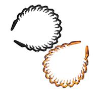 DECHOUS Diadema de Plástico Ondulada Dientes, 2 Piezas (negro y Ámbar), Banda Ancha Cabello, Peineta Antideslizante para Mujer, Adecuado para Uso Diario y Eventos Sociales