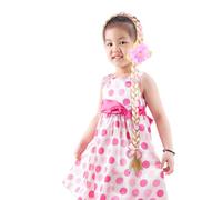 DECHOUS Diadema para Niñas Trenza Falsa Larga y Flores Rosa, Accesorio Cosplay y Fiesta, Diseño Ajustable y Cómodo para Uso Infantil