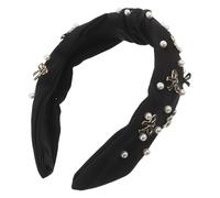 DECHOUS Diadema Retro para Mujer con Lazo Elegante y Perlas Artificiales Banda Ancha Cómoda y Antideslizante para Lavado Facial Accesorios Versátiles para Bodas y Peinados Diarios