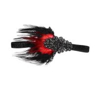 DECHOUS Diadema Tocada Años 20, Tocado Estilo Flapper Vintage Negro Rhinestones y Cintas, Ligero, para Mascaradas y Carnaval, Foto Prop