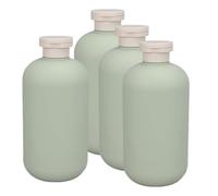 DECHOUS Dispensadores de Jabón de Baño 4 Piezas, Botellas de Loción Reutilizables 500 Ml, Plástico Durable, Color Verde Aguacate, Ideales para Viaje y Uso Diario