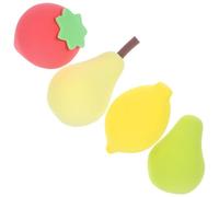 DECHOUS Esponjas de Maquillaje Facial 4 Piezas Esponja Belleza Pequeña para Base y Polvos Material Suave Seguro para Piel Diseño Frutas Aguacate Fresa Limón Uso Húmedo y Seco