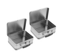 DECHOUS Fiambrera de Hojalata Retro con Asa y Pestillo, Caja Metálica de 2 Piezas para Almacenamiento de Alimentos, Contenedor Portátil Vintage para Almuerzo y Regalos, Color Plata, 75 Mm
