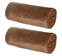 DECHOUS Funda de Almohada Cilíndrica de Terciopelo Marrón para Neck Roll, 2piezas, Removible y Fácil de Lavar, Adecuado para Sala y Dormitorio con Estilo Elegante y Boho