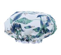 DECHOUS Gorro de Ducha Reutilizable para Baño Mujer 1 Unidad Tamaño Único Material Eva Elástico Protector para Cabello Largo Uso en Ducha Hogar Color Azul Oscuro Estampado Hojas