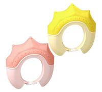 DECHOUS Gorros de ducha para bebés 2 unidades, gorro de baño ajustable de silicona impermeable con protección auditiva, colores coral y amarillo para niños pequeños en baño y ducha