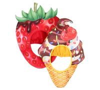 DECHOUS Gorros de Peluche de Fresa y Helado 2 Piezas Accesorios Divertidos para Fiestas Disfraz de Cosplay para Halloween y Carnaval Sombreros Suaves y Ligeros para Fotos