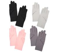 DECHOUS Guantes de Protección UV para Manicura 4 Pares Medias Dedos en Hielo de Seda Transpirable Rosa Negro Gris Cuidado Manos contra Rayos Solares
