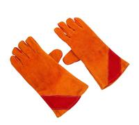 DECHOUS Guantes de Soldadura de Piel de Vacuno, Guantes de Soldador Resistentes al Calor y Retardantes de Llama, Naranja, para Estufa de Leña y Metalurgia