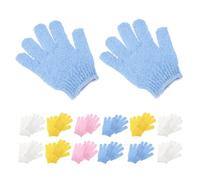 DECHOUS Guantes Exfoliantes para Ducha de Nailon 16 Pares Manoplas de Cinco Dedos Reutilizables para Exfoliación Corporal Cuidado de Piel Seca y Sensible en Baño y Spa