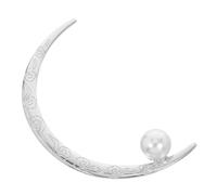 DECHOUS Horquilla Curva Cabello Forma de Luna y Perlas, Accesorio Elegante de Metal para Mujer, Fácil de Combinar en Citas y Peinados Variados