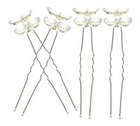 DECHOUS Horquillas Cabello de Boda 4 Piezas Tenedores para Moño Pedrería de Imitación Uña en Color Cereza Accesorios para Peinados Recogidos de Novia