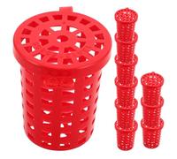 DECHOUS Jaula para Cebo de Pesca 20 Piezas Cesta Porta Señuelos Grande de Plástico Rojo Orificios Amplios Caja para Cebo de Camarones Langostas y Cangrejos Equipo para Pesca al Aire