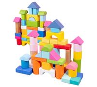 DECHOUS Juego de Bloques de Madera Geométricos para 100 Piezas Juguetes de Construcción Educativos Infantiles Set de Bloques de Madera para Bebés y Pequeños Adecuado para Desarrollo