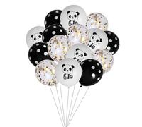 DECHOUS Juego de Globos de Cumpleaños Panda 12 Pulgadas, 15 Piezas de Globos de Látex Lentejuelas Doradas y Puntos Negros, Cinta Negra para Decoración de Fiesta Infantil y Eventos