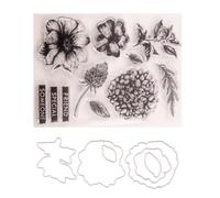 DECHOUS Kit de Troqueles y Sello de Silicona Transparente para Manualidades DIY Molde de Acero al Carbono Resistente Diseño de Flores Adecuado para Scrapbooking y Proyectos Creativos