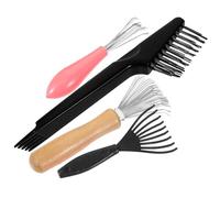 DECHOUS Limpiador de Cepillos Cabello 4 Piezas Rastrillo Pelo, Cepillo de Limpieza Práctico y Compacto, Herramienta para Eliminar Pelo y Residuos en Cuidado Personal y Peluquería