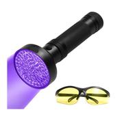 DECHOUS Linterna LED Ultravioleta Portátil de 51 Luces UV 395nm Aleación de Aluminio y Gafas para Detección de Dinero y Manchas sin Batería Incluida