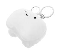 DECHOUS Llavero de Peluche Forma de Diente Esponjoso Color Blanco Gancho Plateado Accesorio Pequeño para Decoración de Fiestas Temáticas y Halloween Detalle Divertido para Bolsos y