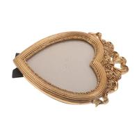 DECHOUS Marco de Fotos de Resina Forma de Corazón Marco Vintage Lazo Dorado Tamaño Mediano para Colgar Pared o Usar Escritorio Decoración Romántica para Bodas y San Valentín