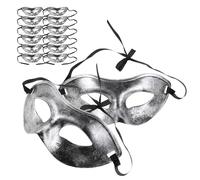DECHOUS Máscara Veneciana Antifaz de Media Cara Vintage Plateada 15 Piezas para Disfraces y Fiestas de Halloween Carnaval y Baile de Máscaras para Adultos Hombres y Mujeres