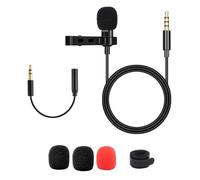DECHOUS Micrófono de Solapa Omnidireccional Clip Negro Cable de 15 M Conector de 35 MM Accesorios Incluidos 2 Espumas Negras 1 Roja Sujetador de Cable para Grabación en