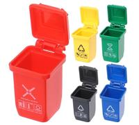 DECHOUS Mini Contenedores de Basura en Miniatura para Exteriores, 5 Piezas Detalladas para Decoración de Casas de Muñecas y Escenas al Aire Libre, Modelo Pequeño y Portátil, Accesorios