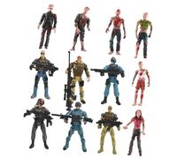 DECHOUS Modelo de Soldado de Plástico Articulado y Figuras de Acción Militares, Juego de 12 Piezas para Niños, Tamaño 10 Cm, Juguetes de Zombis y Mercenarios para Fiesta Estilo Aleatorio