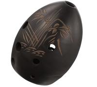 DECHOUS Ocarina de 8 Agujeros de Cerámica Negra Diseño de Lana Instrumento Musical Portátil para Principiantes y Ocarina Clásica Ergonómica para Práctica y Obsequio Educativo