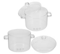 DECHOUS Ollas de Vidrio para Cocina 2 Piezas 1900 Ml Cacerolas Transparentes de Borosilicato con Tapa y Asas Dobles Resistentes al Calor para Sopa Estofado y Fideos Utensilios para