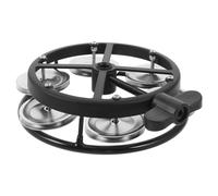 DECHOUS Pandereta Hi Hat Montable para Batería Campana Hilera con Marco Negro y Láminas Plateadas Accesorio de Percusión para Músicos Adecuado para Conciertos y Fiestas