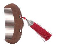 DECHOUS Peine de Madera de Sándalo para Masaje del Cuero Cabelludo Mini Peine Portátil Diseño Vintage de Flor Grabada Antiestrés para Cabello Rizado y Liso Hecho a Mano