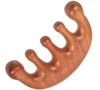 DECHOUS Peine de Masaje de Sándalo para Cuero Cabelludo, Masajeador de Meridianos y Puntos de Acupuntura para Cuello y Brazo, Rascador de Mano Marrón