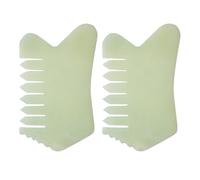 DECHOUS Peine Masajeador de Jade Natural Cuero Cabelludo, 2 Piezas, Acelera la Circulación Sanguínea y Equilibra el Aceite, Herramienta Adecuado para Masaje Relajante