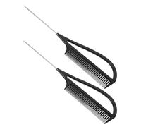 DECHOUS Peines de Punta de Alfiler 2 Piezas Negros Peine para Teñir y Separar Cabello con Punta de Acero Herramienta Ligera para Peinar Trenzar y Resaltar Salones y Uso Diario