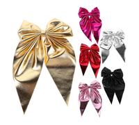 DECHOUS Pinzas Cabello Lazo de Poliéster 6 Piezas Pinza Metálica Resorte Lazo Largo Satinado en Colores Surtidos Oro Plata Rojo Negro Rosa Fucsia para Fiestas y Uso Diario en