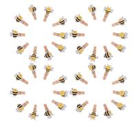 DECHOUS Pinzas de Madera con Forma de Abeja 50 Unidades Clips para Fotos y Comida Mini Pinzas Decorativas con Cuerda de Yute Ideales para Manualidades Organización y Regalos de Fiesta