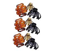 DECHOUS Pinzas Pelo Forma de Pulpo y Tiburón Tamaño Pequeño 6 CM Plástico Resistente Set de 9 Unidades 3 Negro Brillante 3 Carey Verde 3 Rojo Leopardo Accesorios Antideslizantes